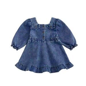 Denim Dress Second Birthday Denim Clothes Denim Outfit Long Sleeve